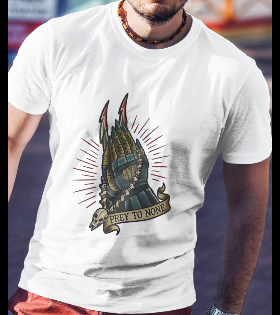 Prey To None Alien Claw With Skull And Star Chain T-Shirt