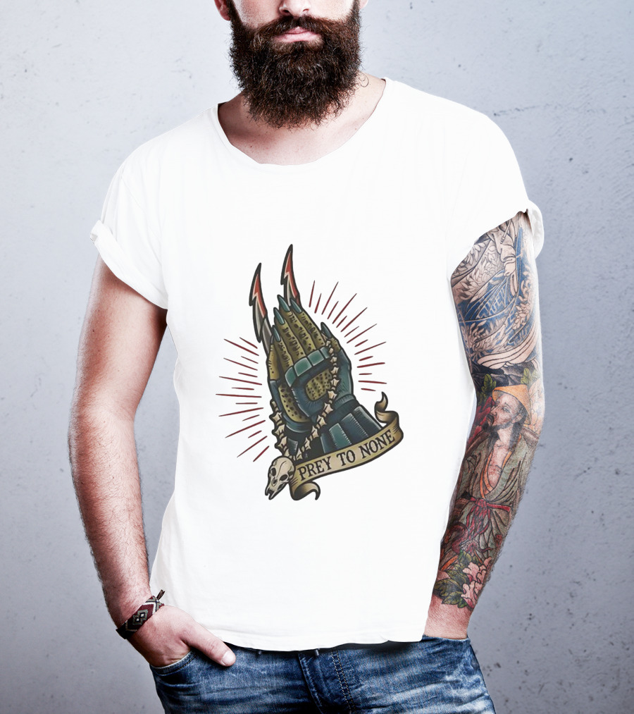 Prey To None Alien Claw With Skull And Star Chain T-Shirt