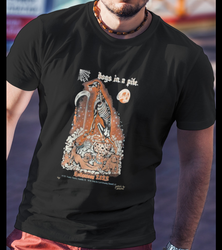 Dogs In A Pile From The Earth Brewing Company Halloween Roswell GA October 31 2025 T-Shirt