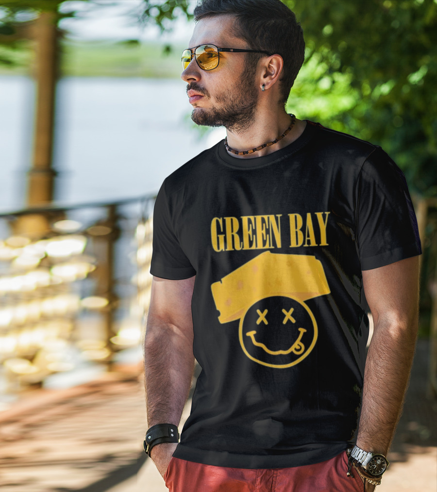 Green Bay Cheesehead Smiley Face T-Shirt