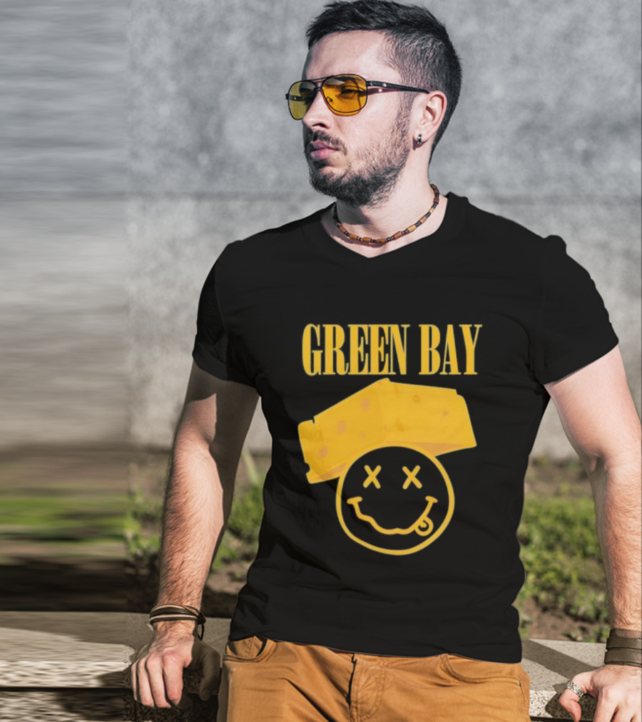 Green Bay Cheesehead Smiley Face T-Shirt