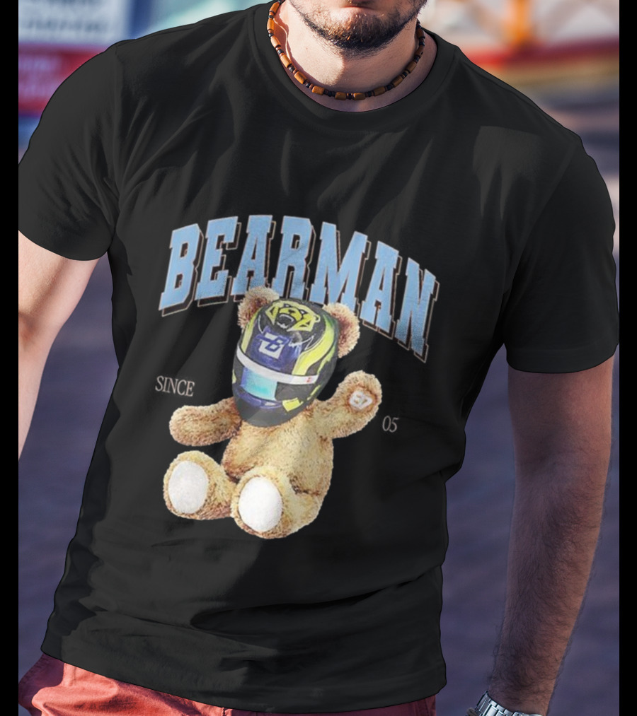 Bearman Teddy With F1 Racing Helmet T-Shirt
