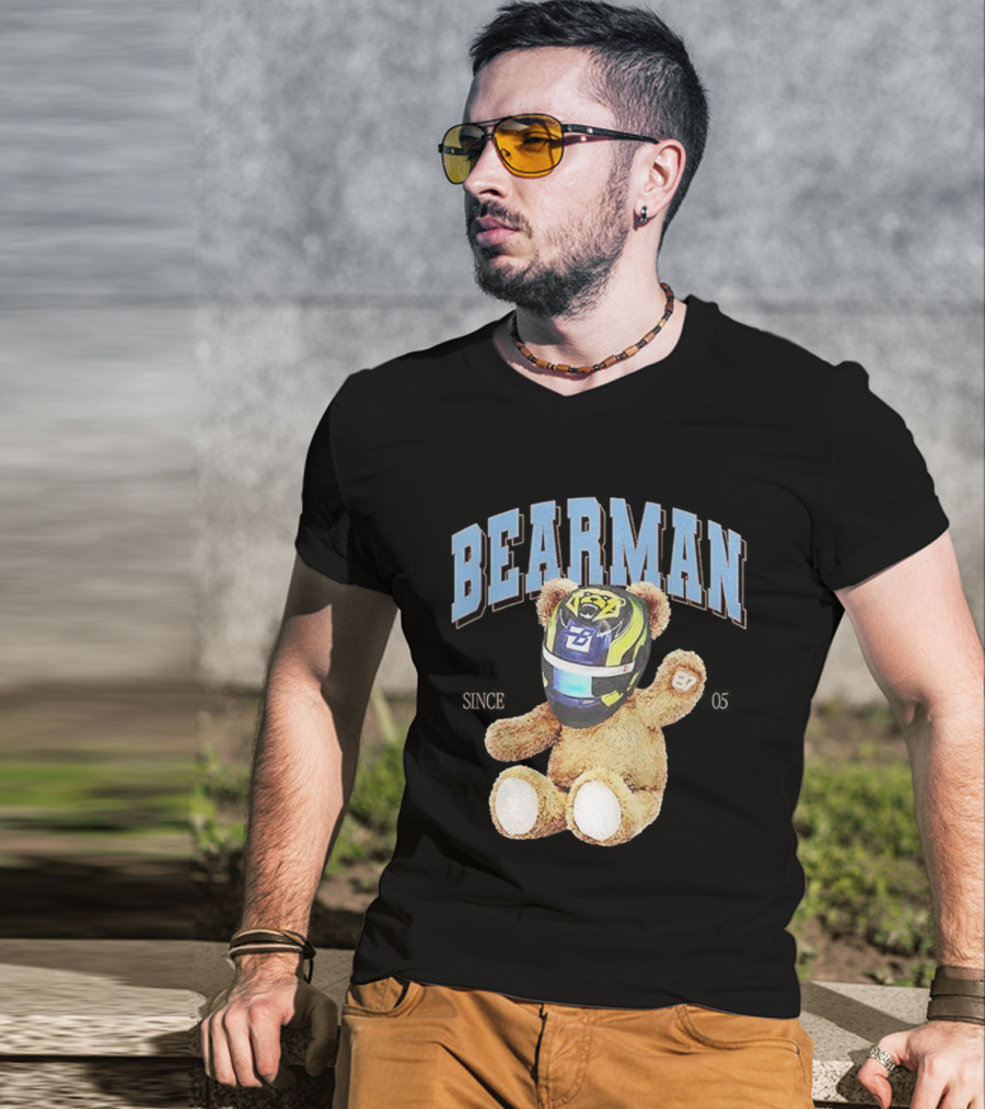 Bearman Teddy With F1 Racing Helmet T-Shirt