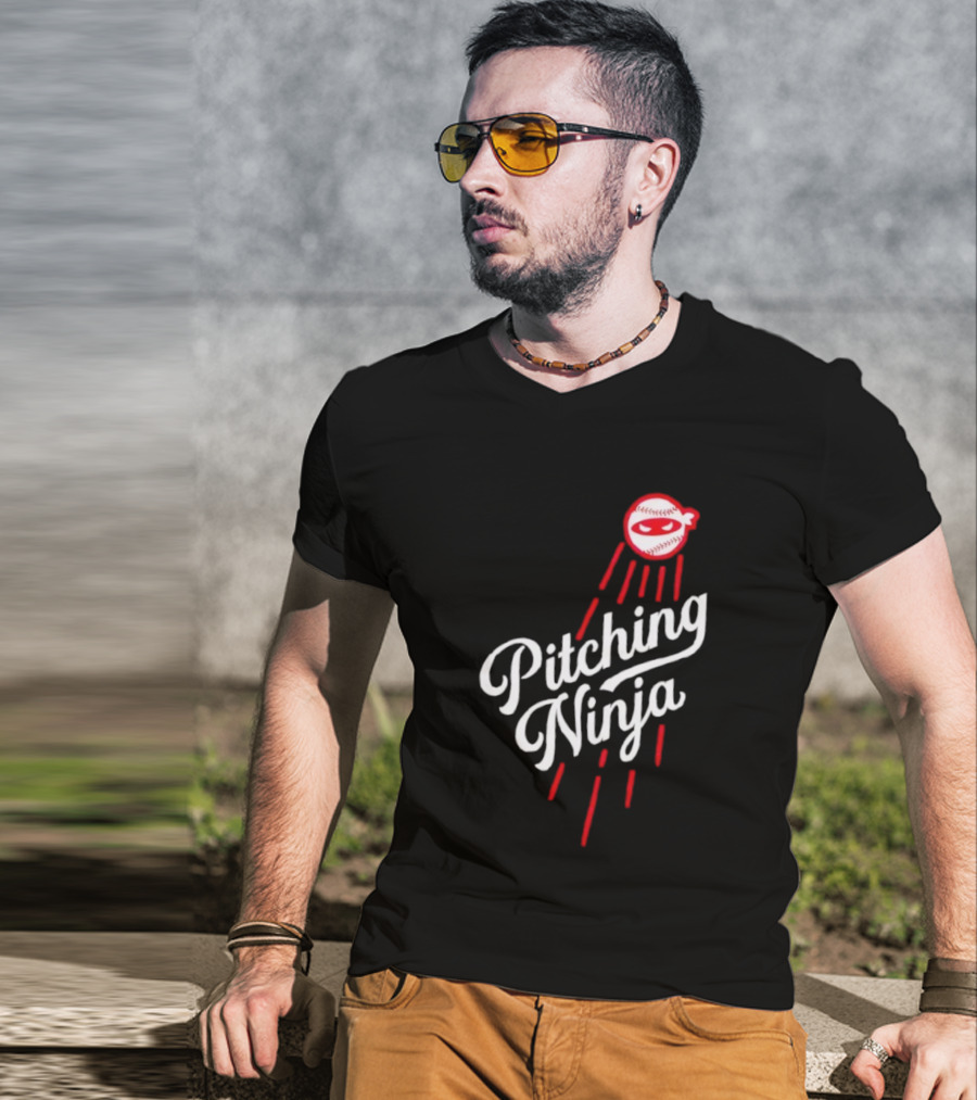 Pitching Ninja Baseball Ninja Los Angeles Dodgers MLB T-Shirt