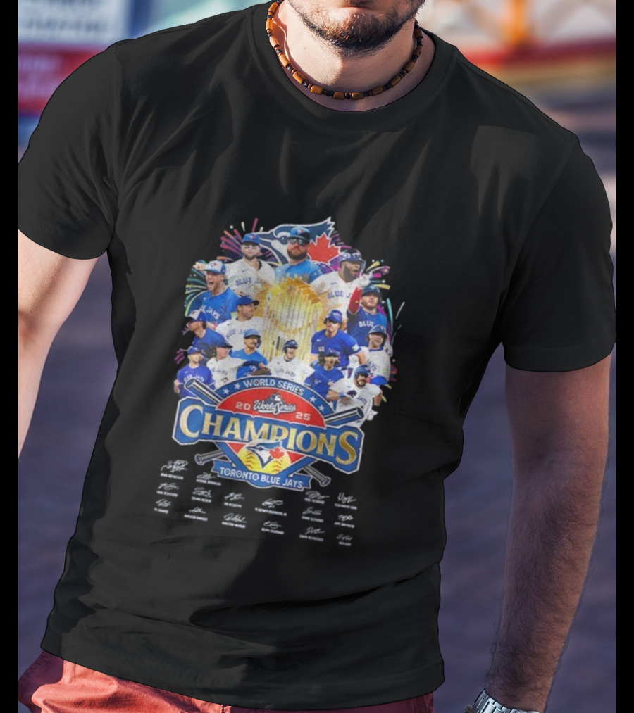 World Series 2025 Champions Toronto Blue Jays Signed MLB Players Celebration T-Shirt
