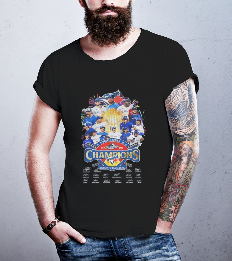 World Series 2025 Champions Toronto Blue Jays Signed MLB Players Celebration T-Shirt