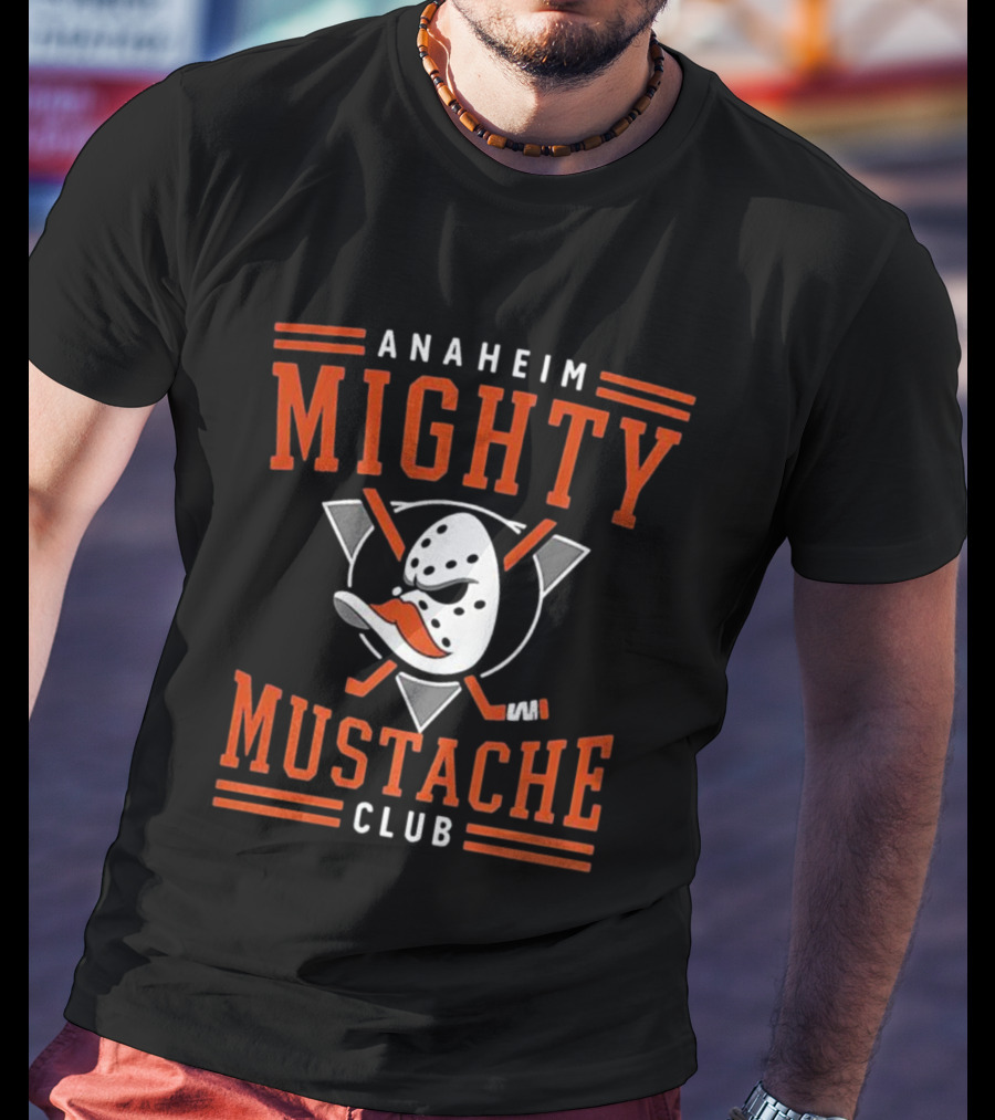 Anaheim Mighty Mustache Club Ducks Hockey Mask T-Shirt