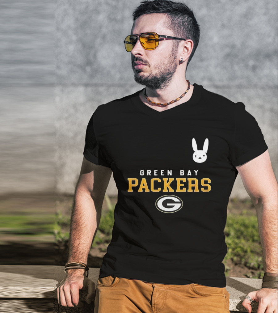Bad Bunny X Green Bay Packers Collaboration With Iconic Bunny Motif T-Shirt