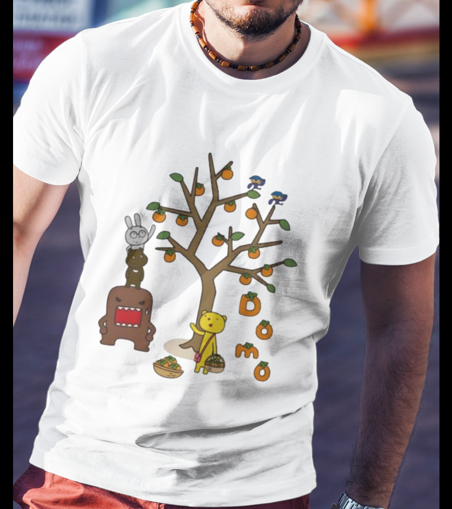 Domo Fall Harvest With Cartoon Characters And Persimmons T-Shirt