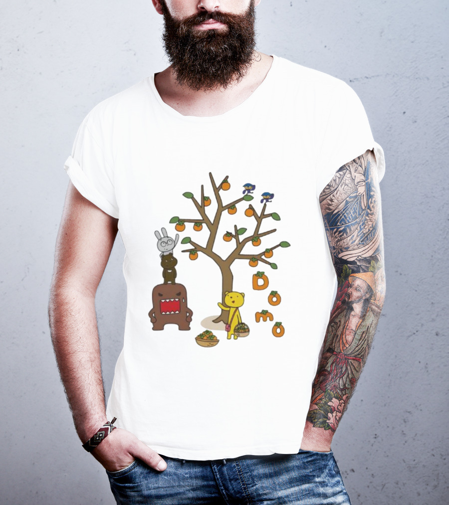 Domo Fall Harvest With Cartoon Characters And Persimmons T-Shirt