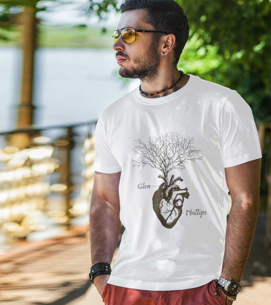 Glen Phillips Wooden Heart Tree Design T-Shirt