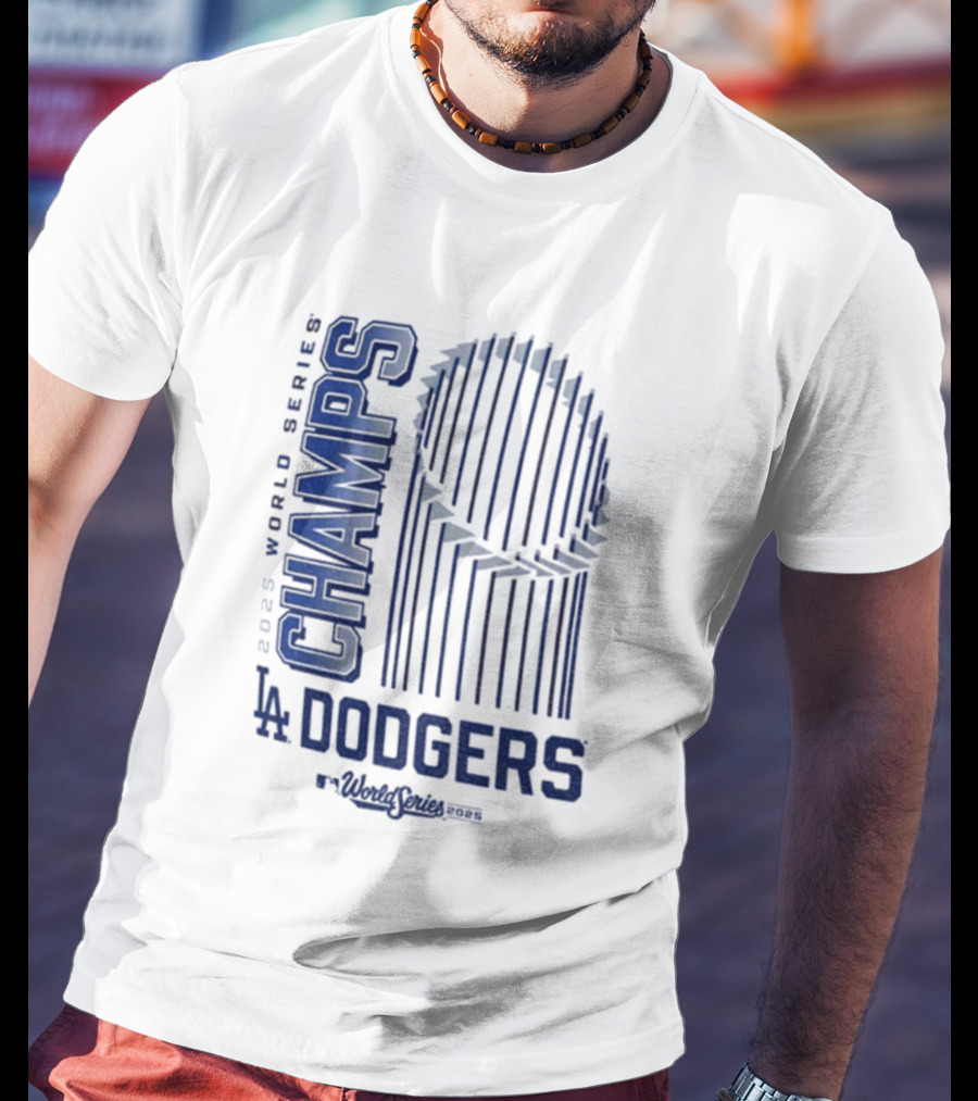 Los Angeles Dodgers 2025 World Series Champs Trophy Logo T-Shirt