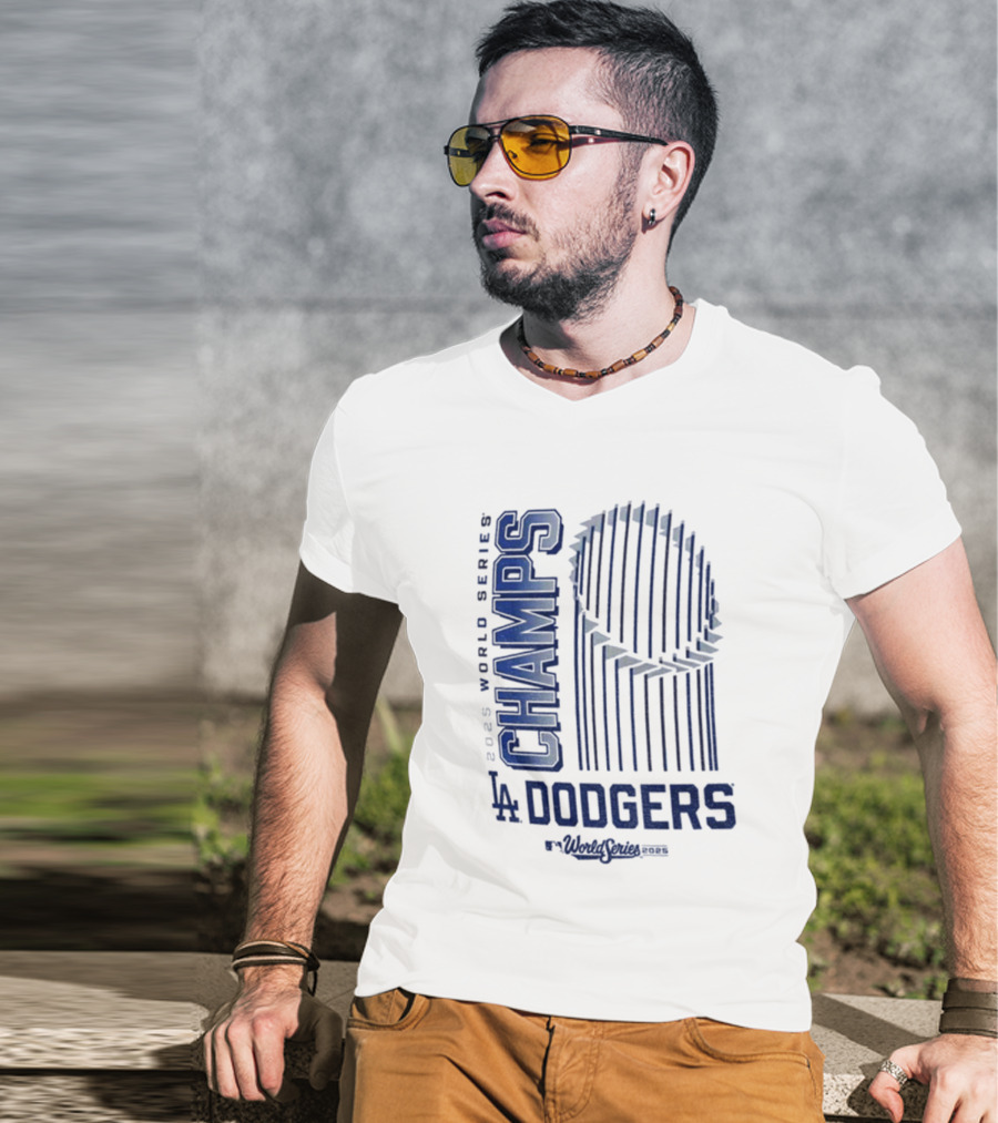 Los Angeles Dodgers 2025 World Series Champs Trophy Logo T-Shirt