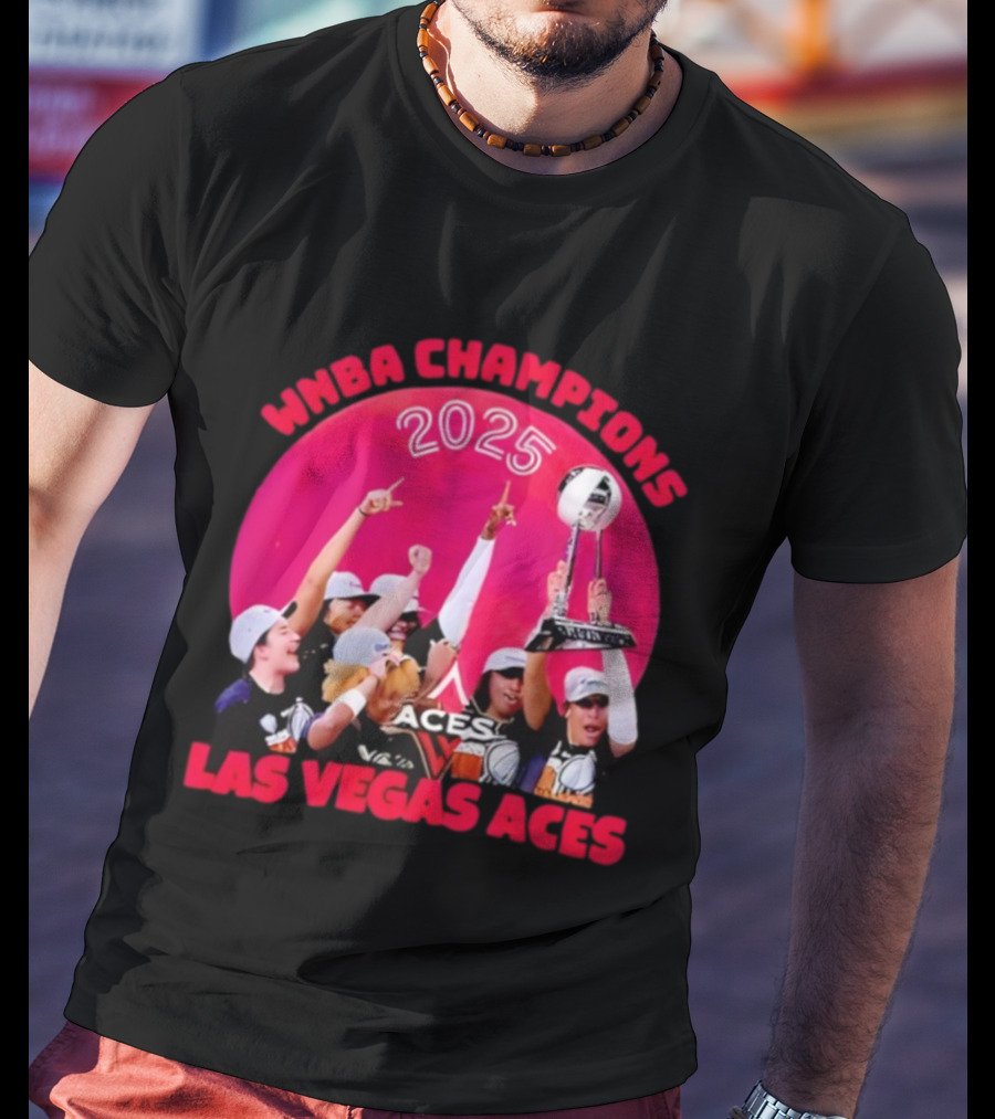 WNBA Champions 2025 Las Vegas Aces Pink Moon Celebration T-Shirt