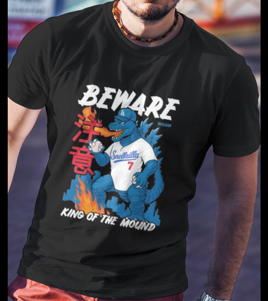 Los Angeles Snellzilla Baseball Monster King Of The Mound T-Shirt