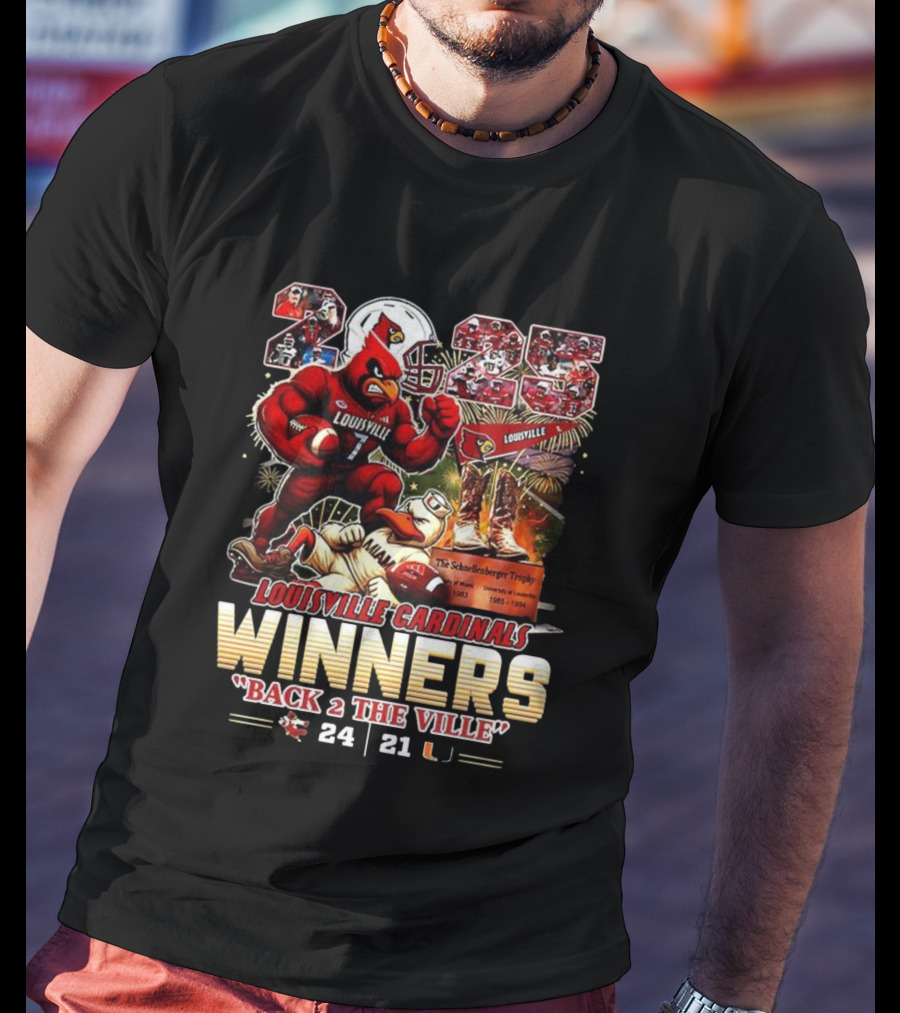Louisville Cardinals Winners Back 2 The Ville 2025 Schnellenberger Trophy T-Shirt