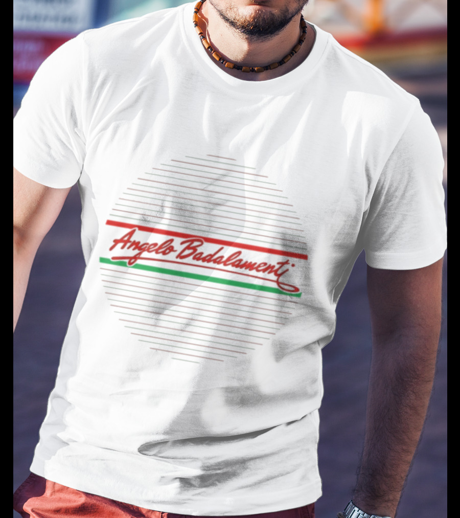 Angelo Badalamenti Red Green Stripes Circular Lines T-Shirt