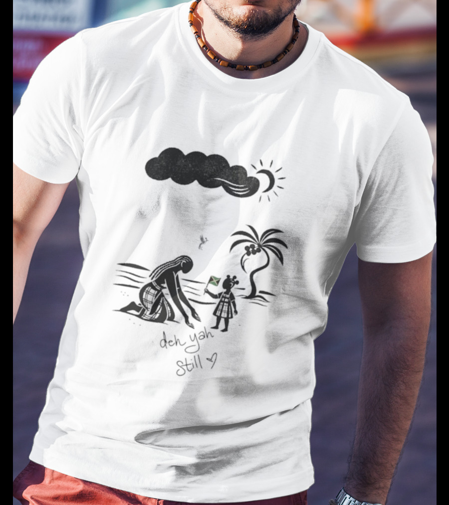 Jodie Turner-Smith X Project Hope Deh Yah Still Jamaican Flag Palm Tree Clouds Sun T-Shirt