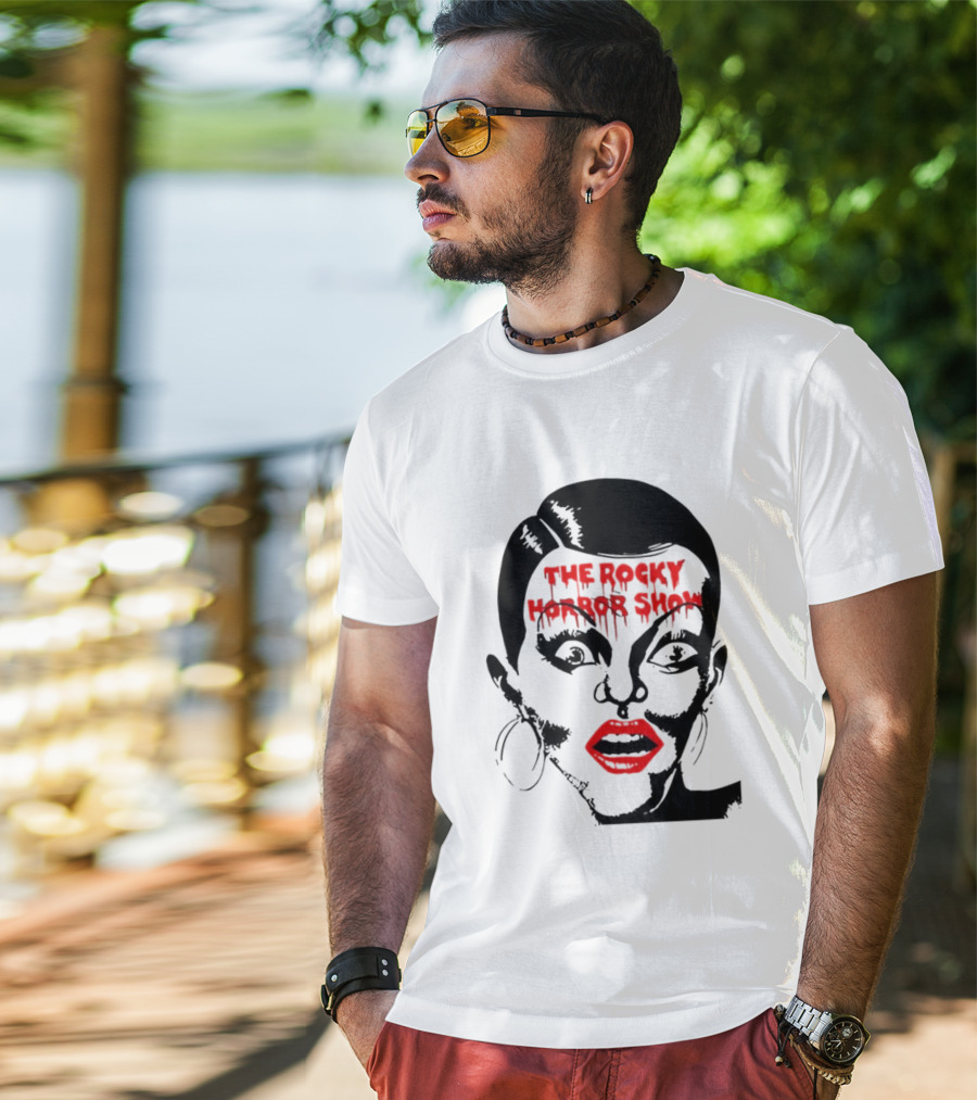 The Rocky Horror Show Dripping Text Vintage 70s Red Lips Graphic T-Shirt