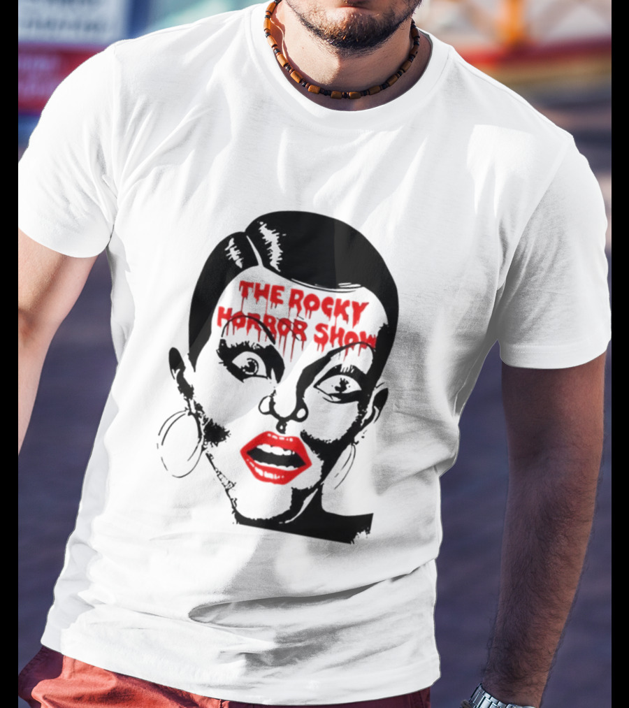 The Rocky Horror Show Dripping Text Vintage 70s Red Lips Graphic T-Shirt