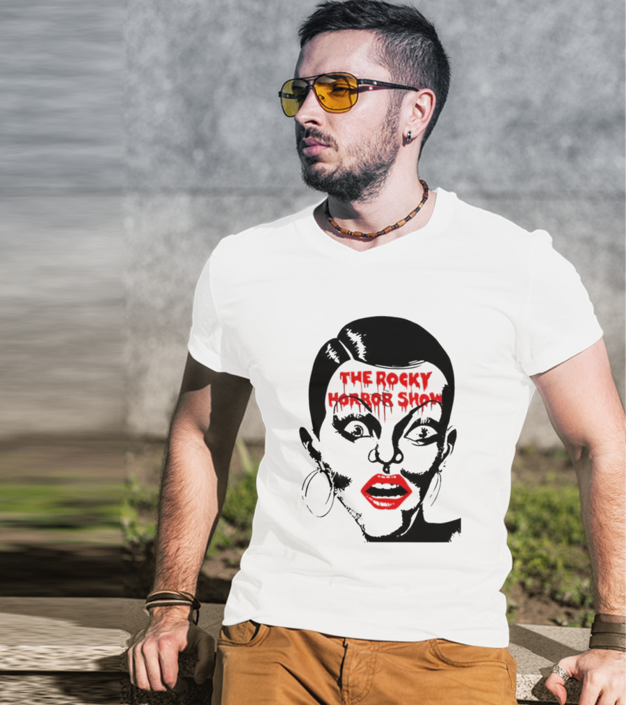 The Rocky Horror Show Dripping Text Vintage 70s Red Lips Graphic T-Shirt