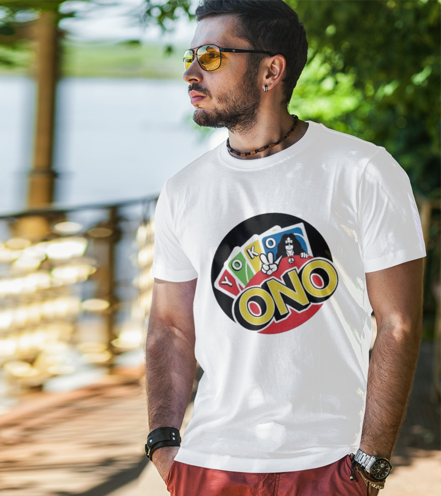 Yoko Ono Uno Peace Sign Card Game Mashup T-Shirt