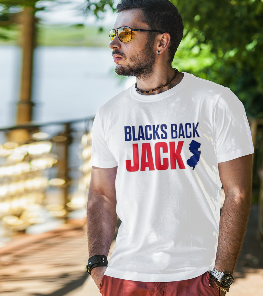 Blacks Back Jack New Jersey Map Support T-Shirt