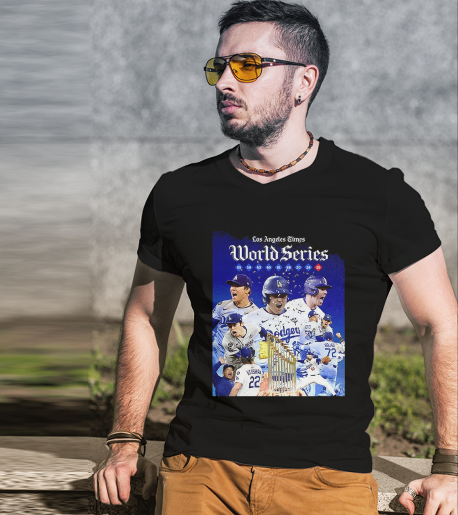 Los Angeles Dodgers World Series Champions 2025 Celebration With Iconic Moments And Championship Years T-Shirt