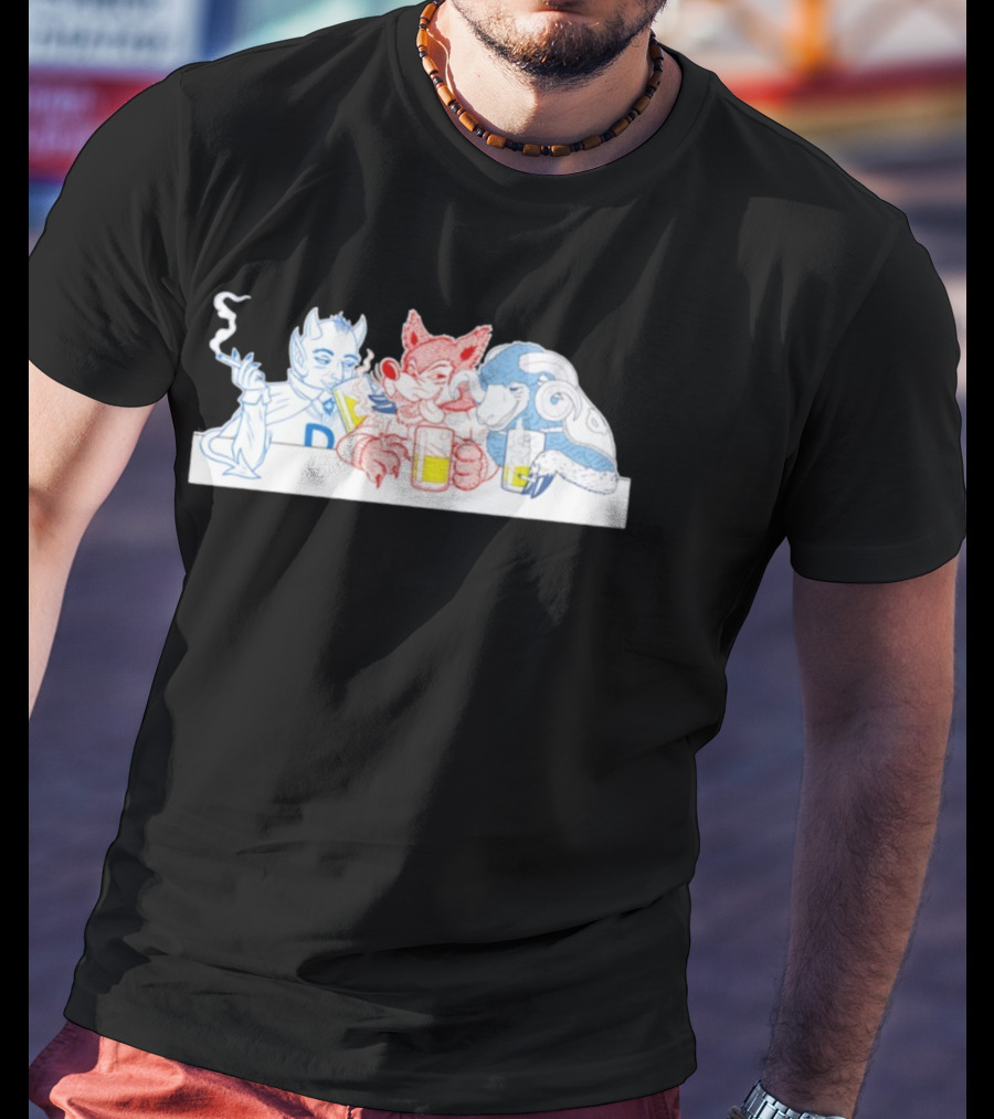 Duke Blue Devils North Carolina State Wolfpack Tar Heels Mascot Drinking Trio T-Shirt