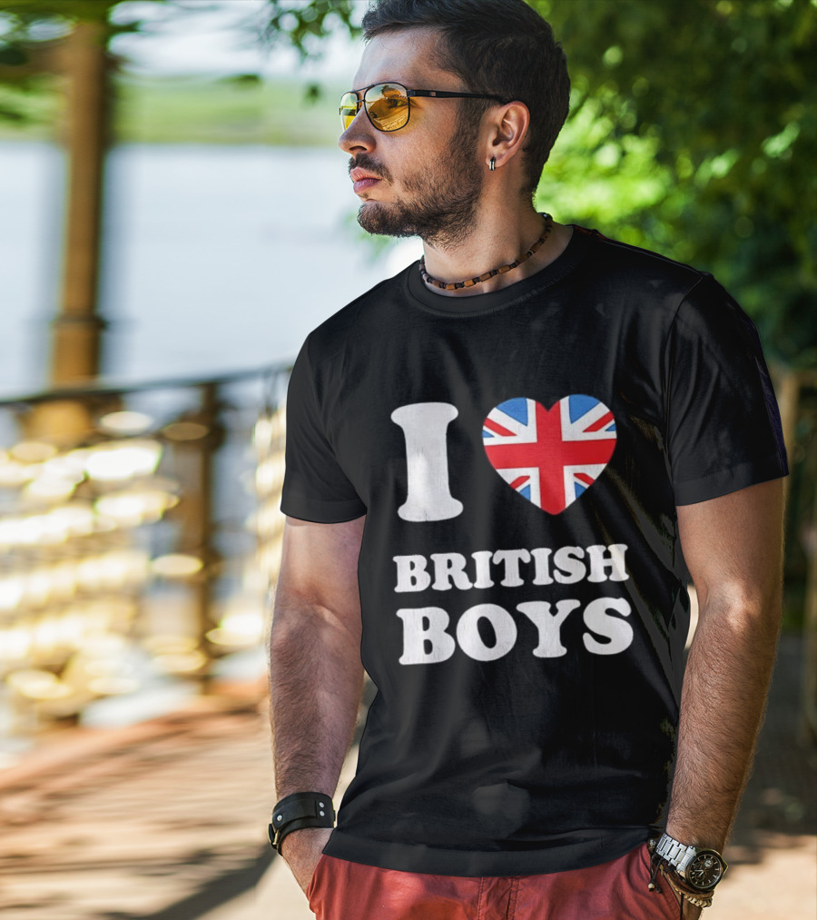 I Love British Boys Union Jack Heart Design T-Shirt