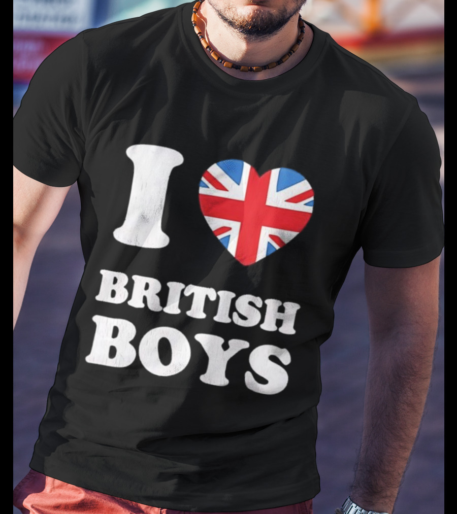 I Love British Boys Union Jack Heart Design T-Shirt