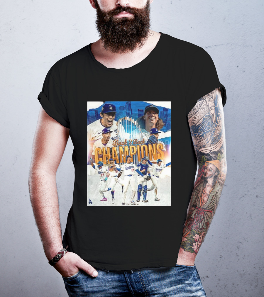 Back 2 Back Champions Los Angeles Dodgers 2025 Celebration T-Shirt