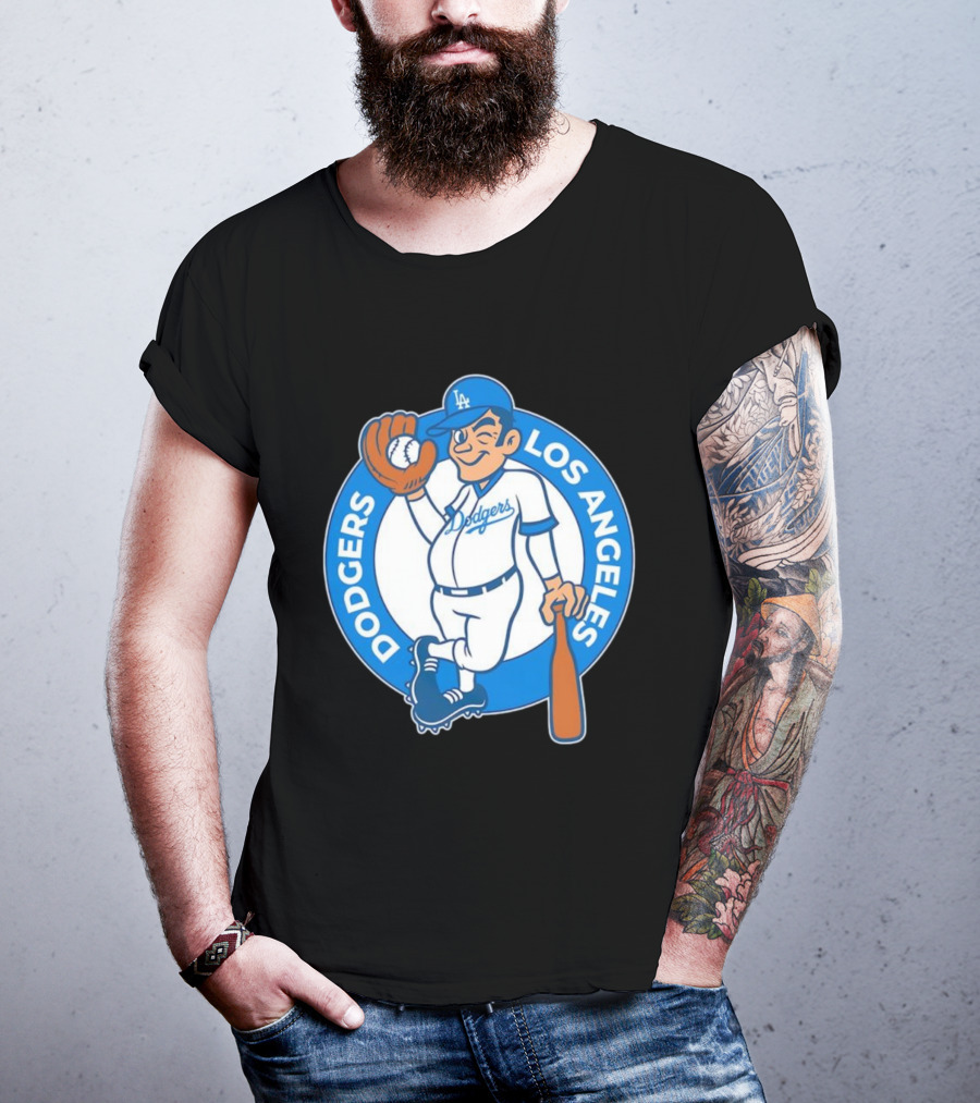 Los Angeles Dodgers Vintage Cartoon Character MLB Team Retro Style T-Shirt