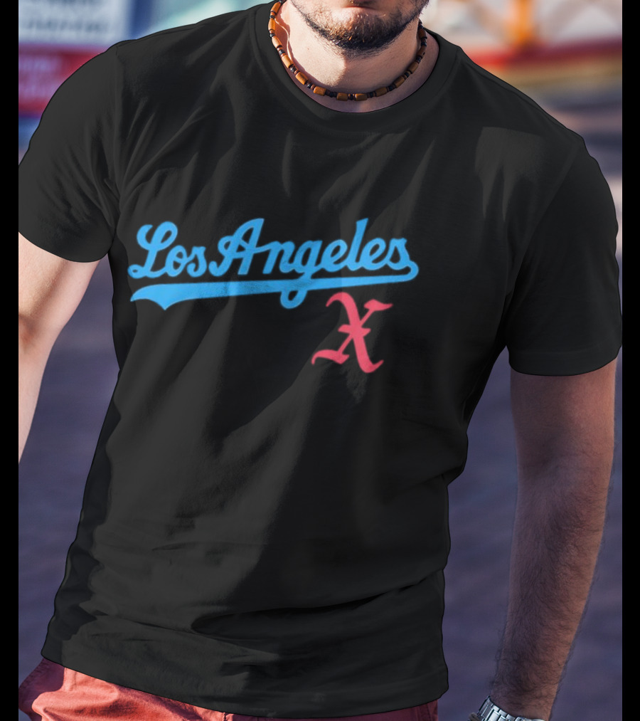 Los Angeles Crossed Red X Baseball Style T-Shirt