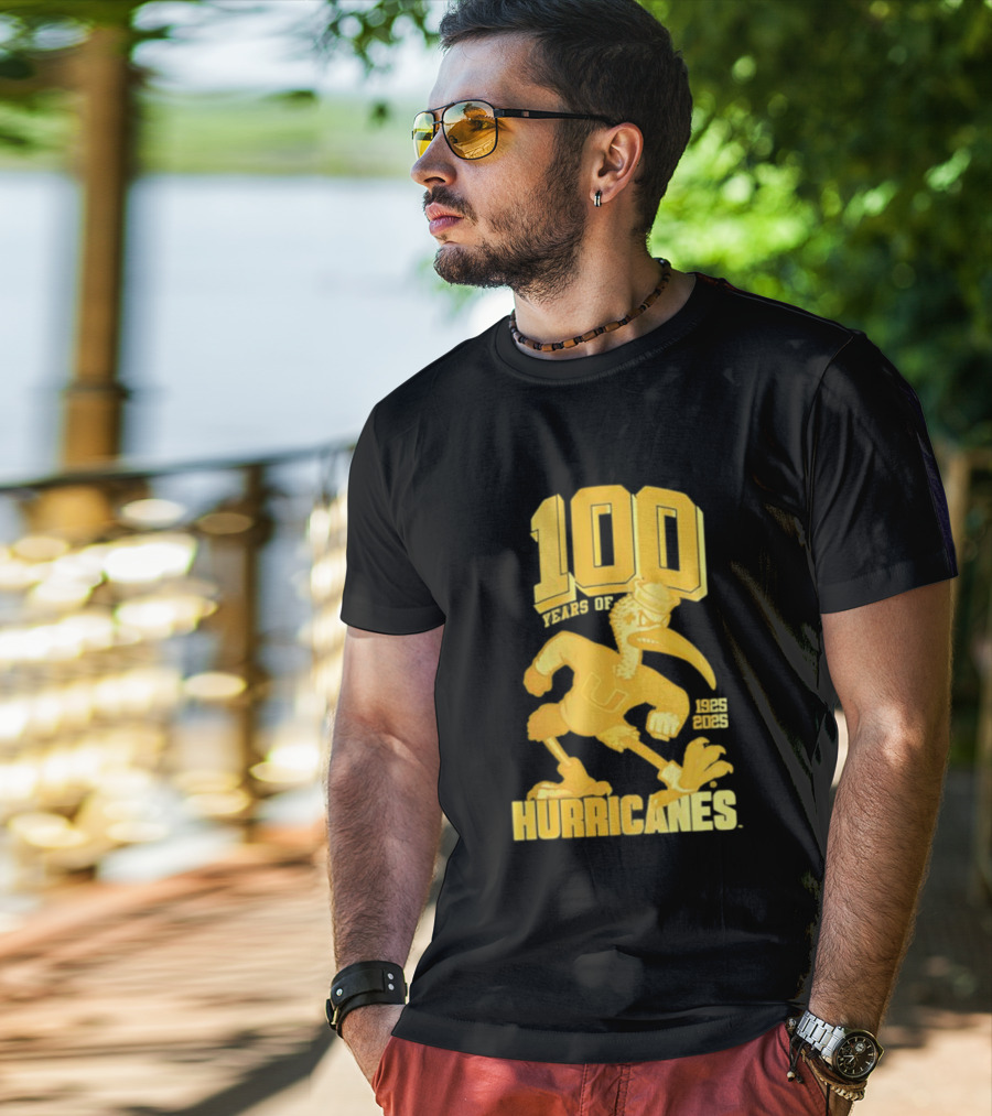 Miami Hurricanes Centennial Sebastian The Ibis 1925-2025 T-Shirt