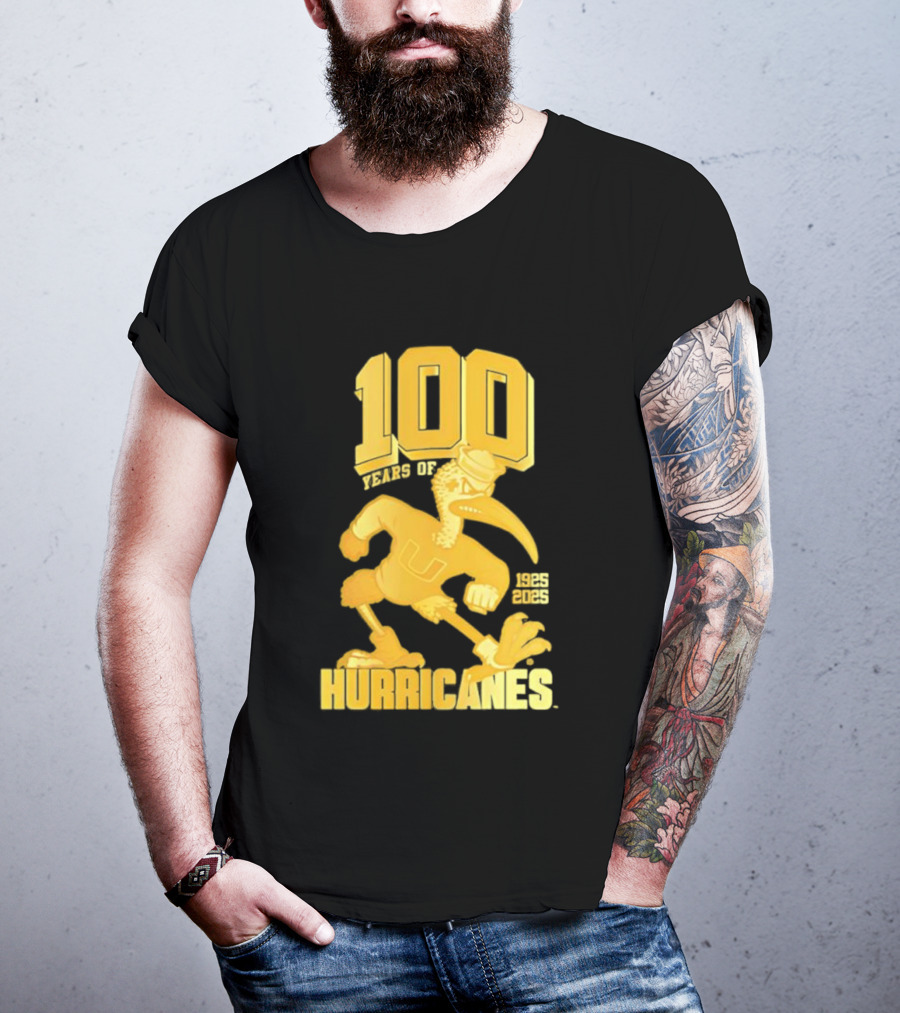 Miami Hurricanes Centennial Sebastian The Ibis 1925-2025 T-Shirt