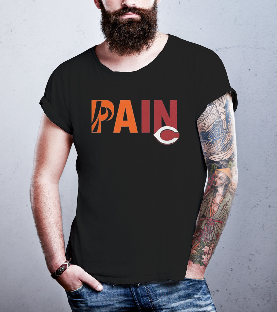 PAIN Cincinnati Reds Chicago Bears Collaboration T-Shirt