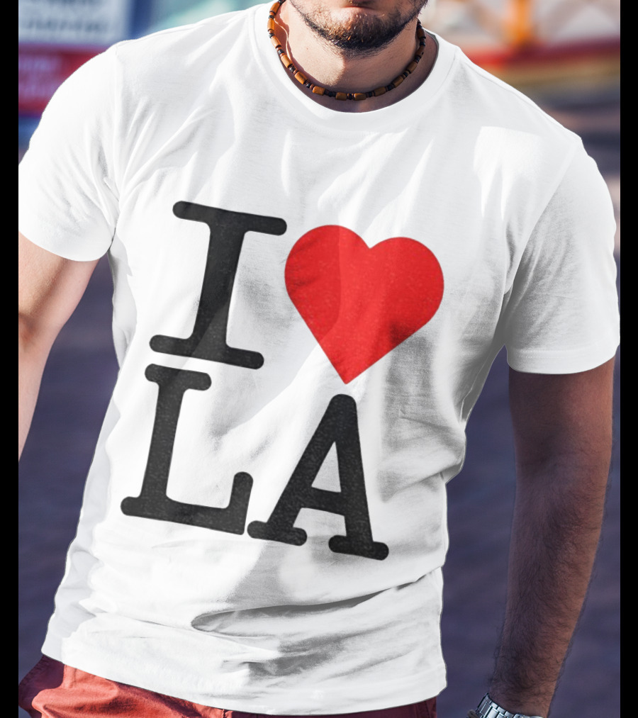 Los Angeles Dodgers Fan I Love LA Heart Classic Iconic Text T-Shirt