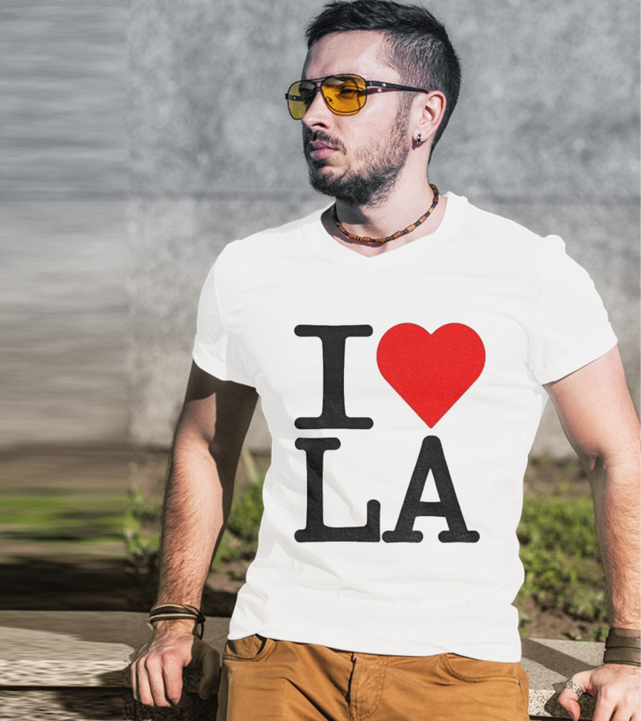Los Angeles Dodgers Fan I Love LA Heart Classic Iconic Text T-Shirt