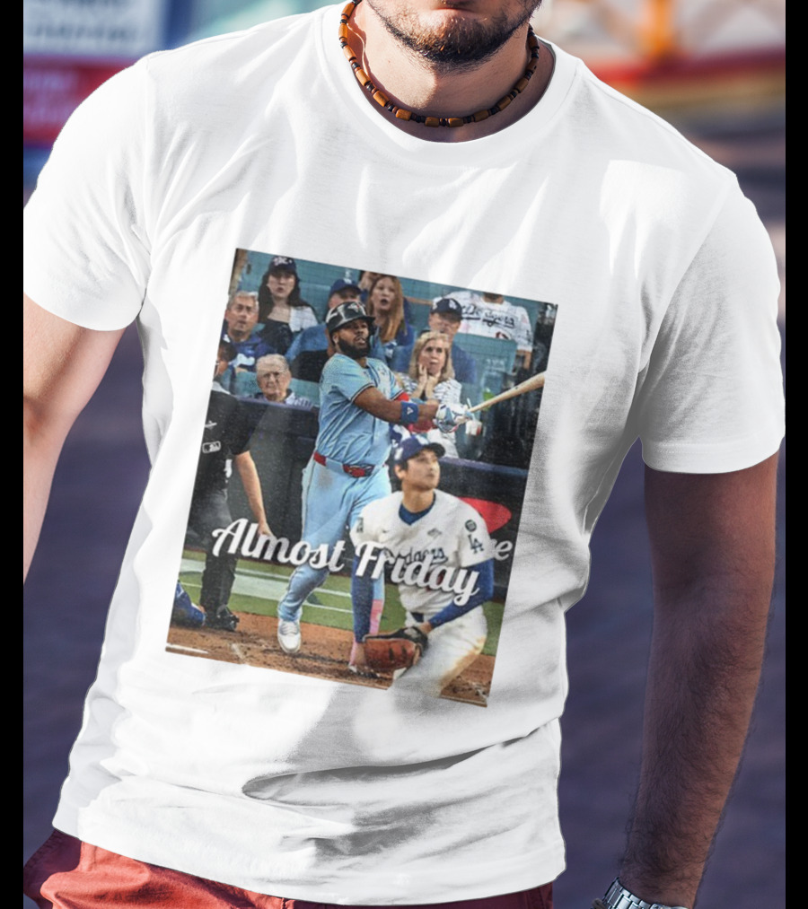 Vladimir Guerrero Jr. Toronto Blue Jays Almost Friday MLB Baseball Action T-Shirt