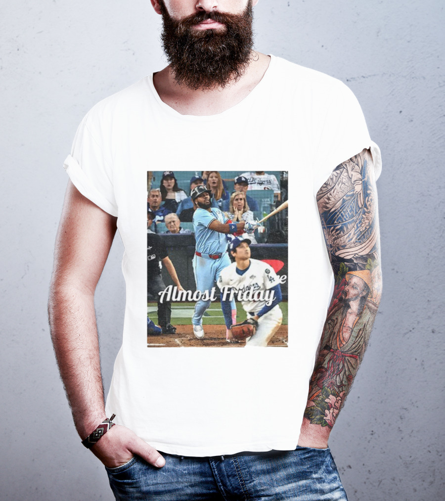Vladimir Guerrero Jr. Toronto Blue Jays Almost Friday MLB Baseball Action T-Shirt