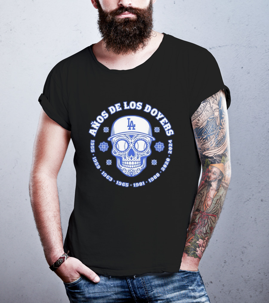 Años De Los Doyers 1955 1959 1963 1965 1981 1988 2020 2024 LA Skull T-Shirt