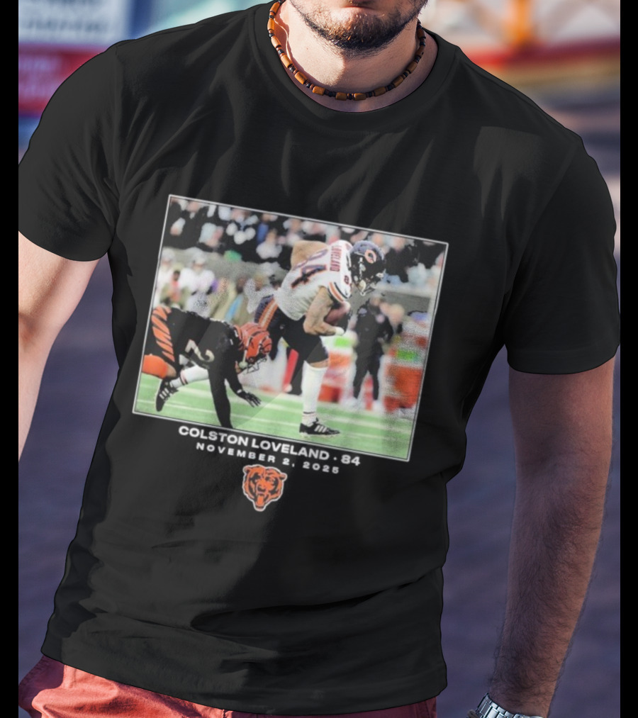 Colston Loveland #84 Chicago Bears NFL Week 8 November 2 2025 T-Shirt