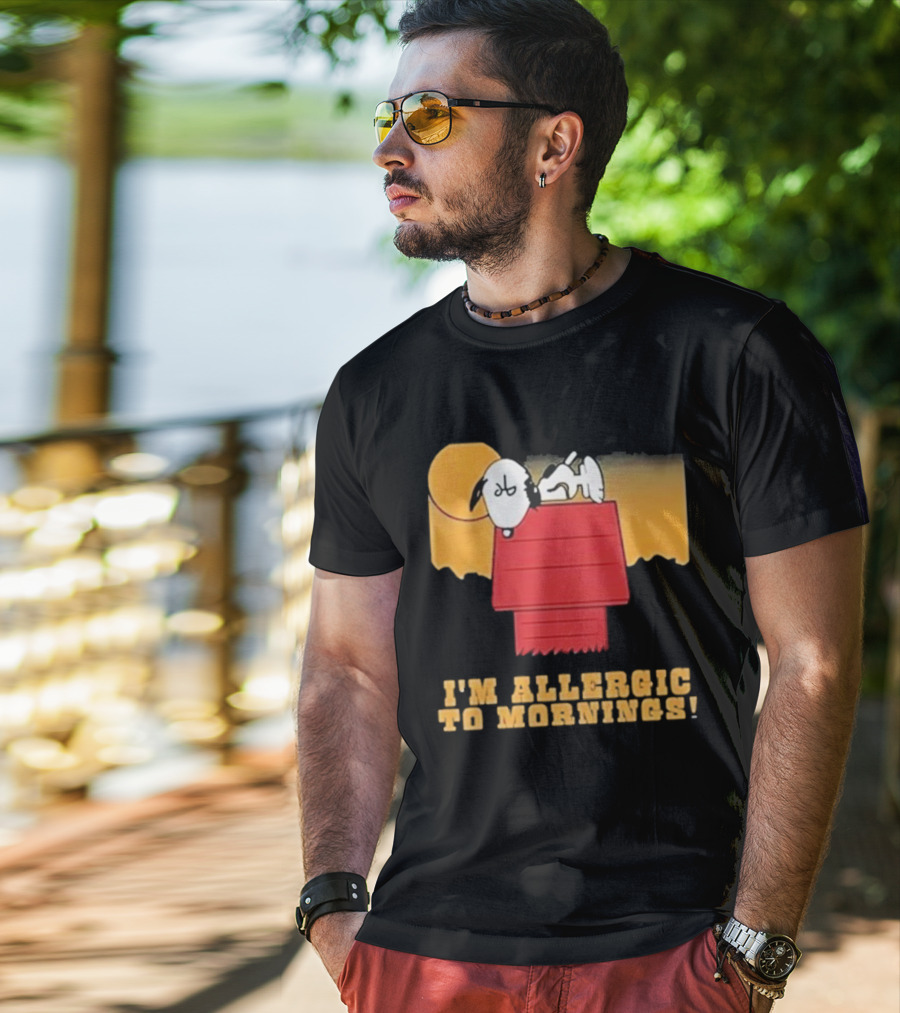 I'm Allergic To Mornings Snoopy Peanuts Cartoon Dying For Sex Molly Kochan T-Shirt