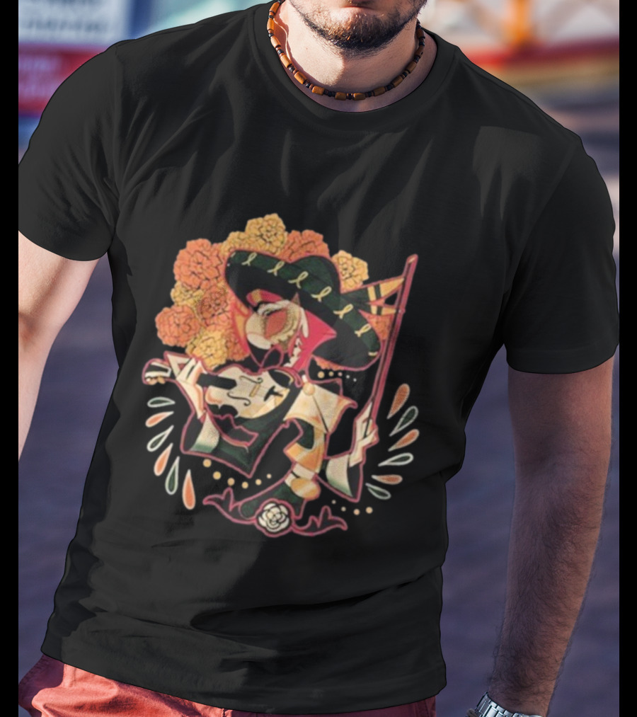 Feliz Día De Los Muertos Vassago Catrina With Sombrero And Marigolds T-Shirt