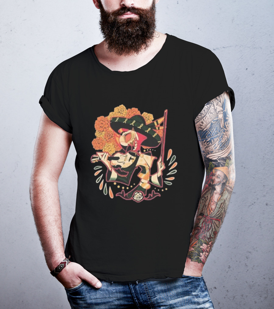 Feliz Día De Los Muertos Vassago Catrina With Sombrero And Marigolds T-Shirt