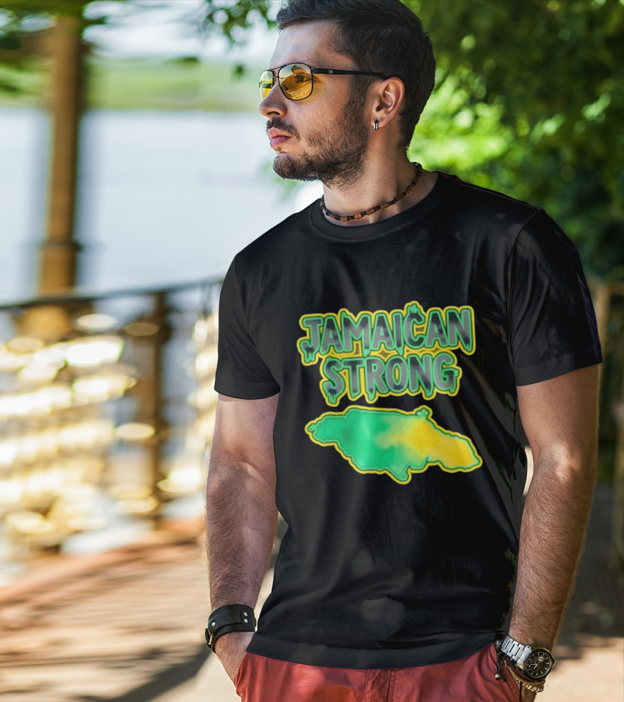 Jamaican Strong Watercolor Country Map T-Shirt