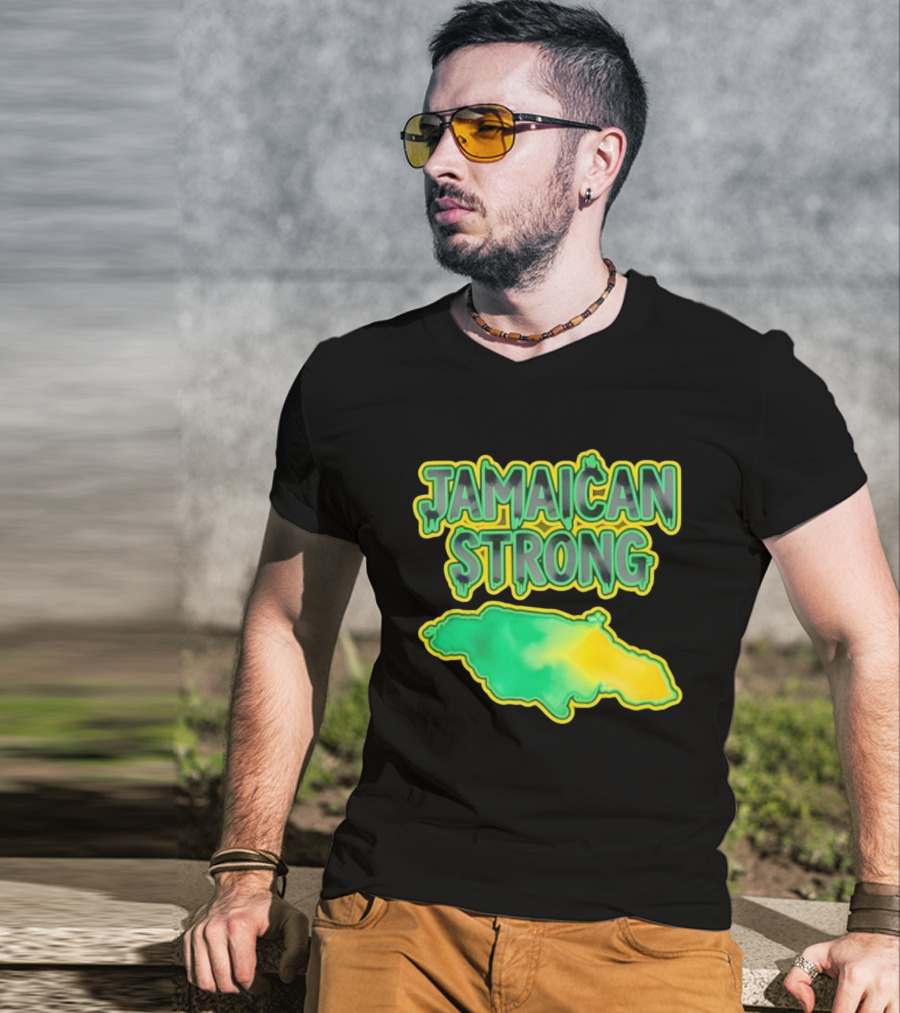 Jamaican Strong Watercolor Country Map T-Shirt