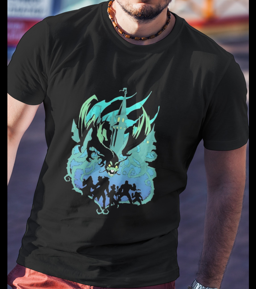 Legends Of Avantris Witchlight Jabberwock Fantasy Tower And Dragon Scene T-Shirt