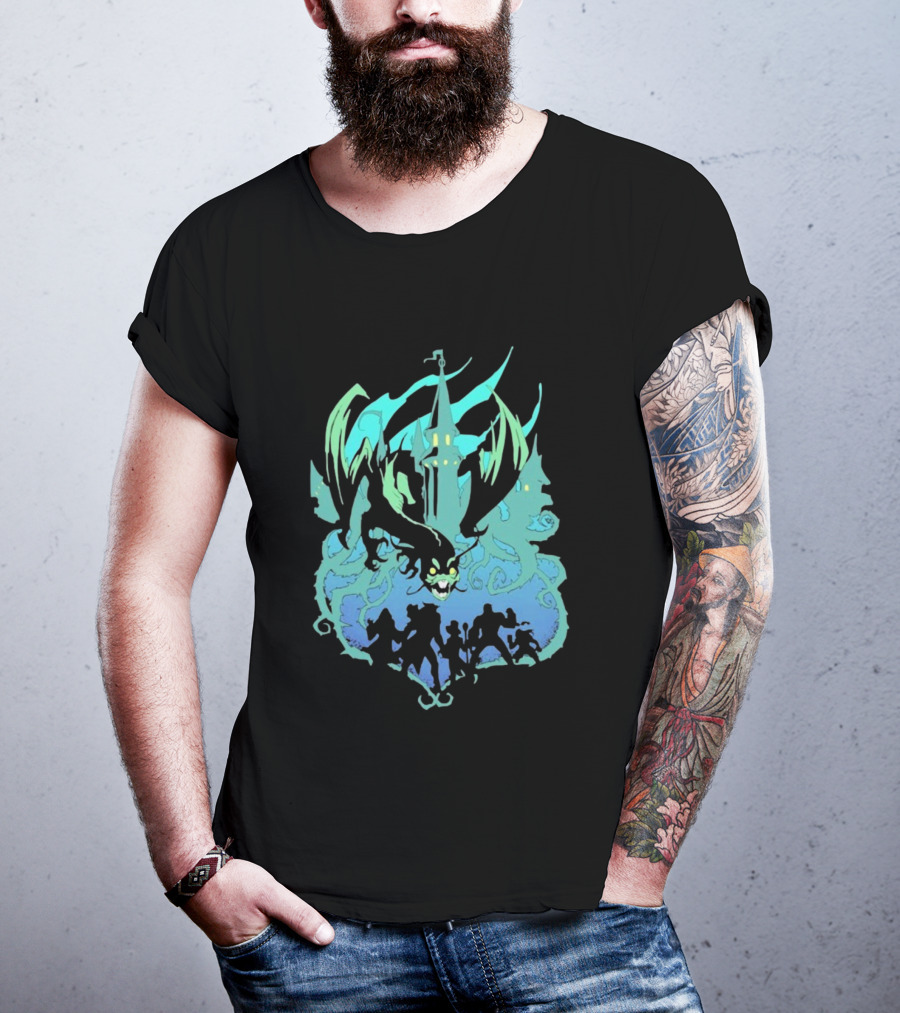 Legends Of Avantris Witchlight Jabberwock Fantasy Tower And Dragon Scene T-Shirt